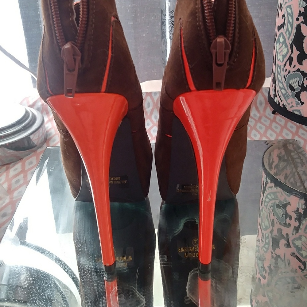 Brown suede heels